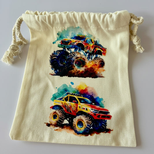 Small Pouch - Sublimated Design, Monster Trucks