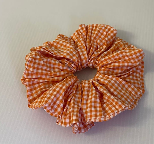 Hair Scrunchies XXL -Orange and White Check
