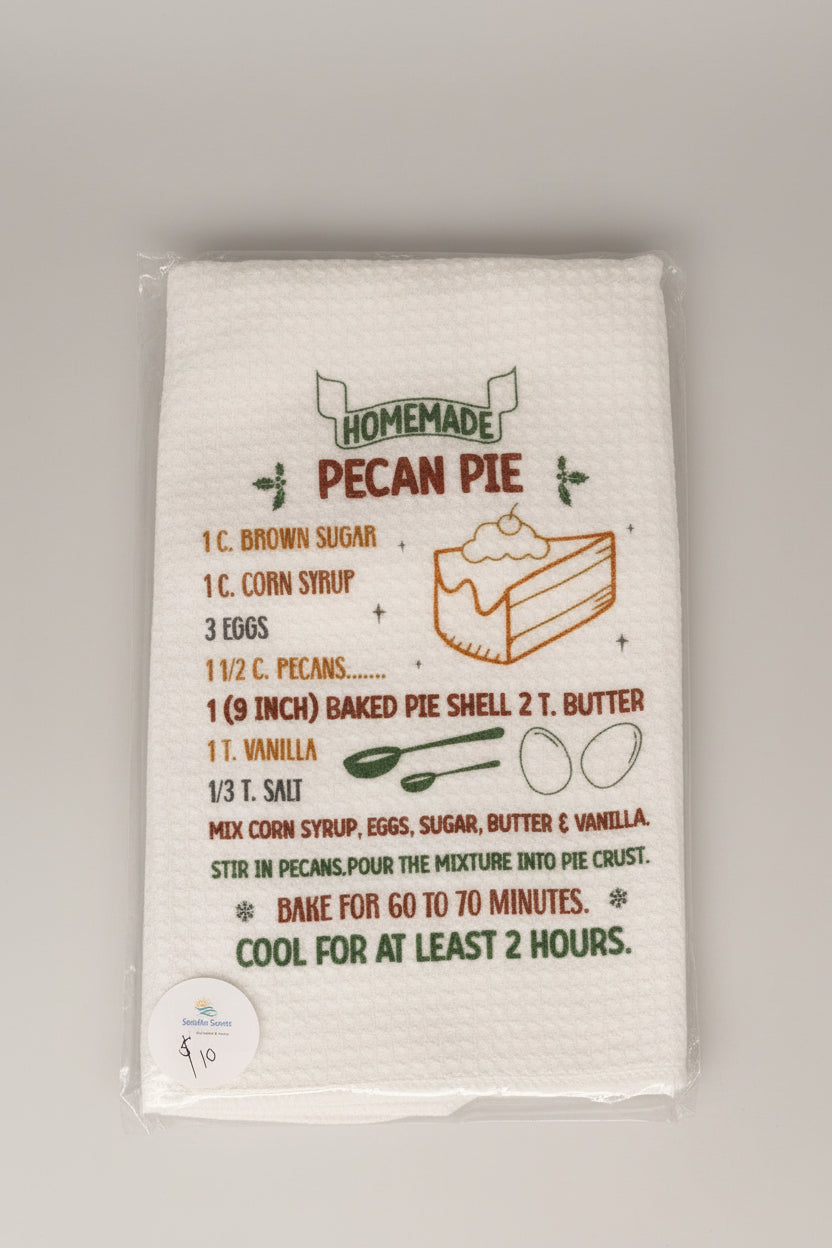 Waffle Tea Towel - Recipe  -Pecan Pie
