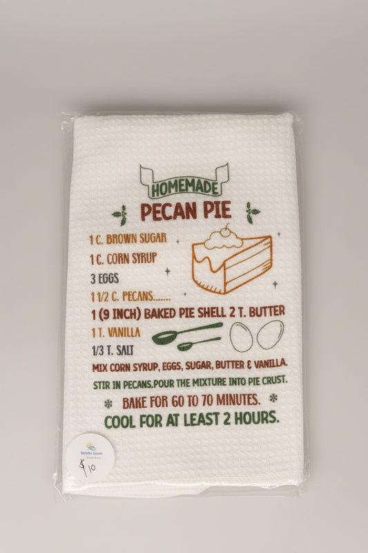 Waffle Tea Towel - Recipe  -Pecan Pie