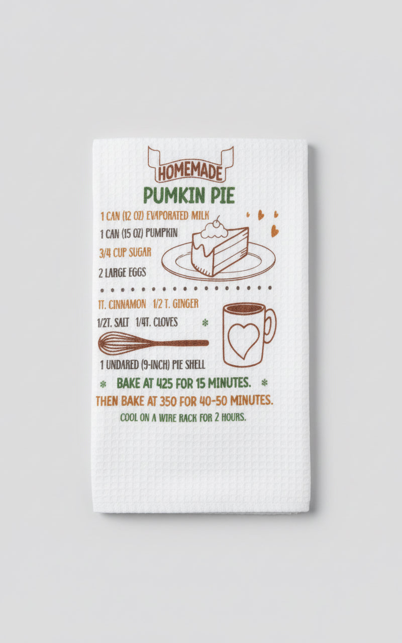 Waffle Tea Towel - Recipe  -Pumpkin Pie