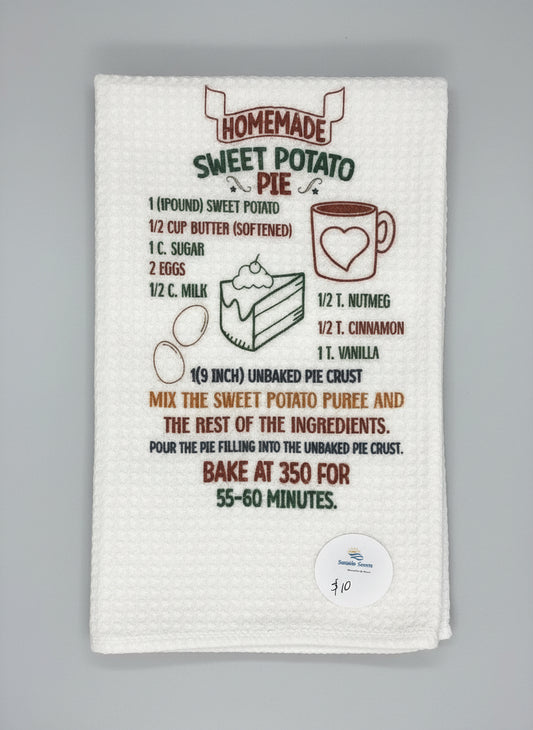 Waffle Tea Towel - Recipe  -Sweet Potato Pie